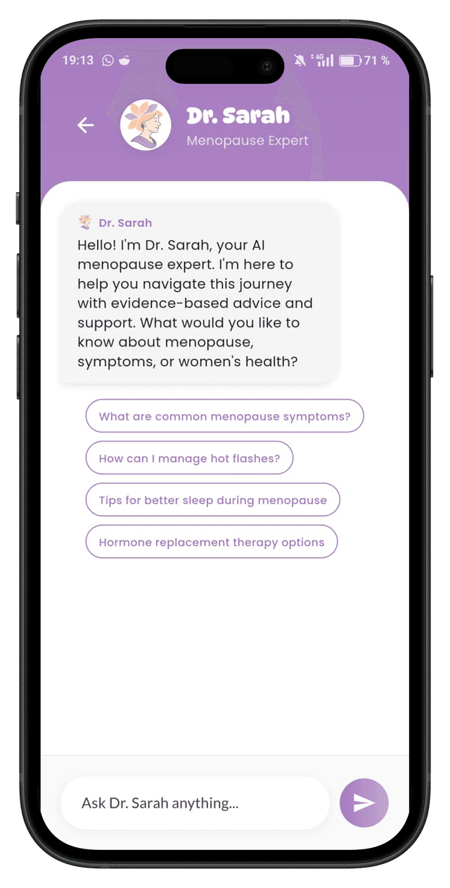 In-app supportive assistant in the MenoBloom app